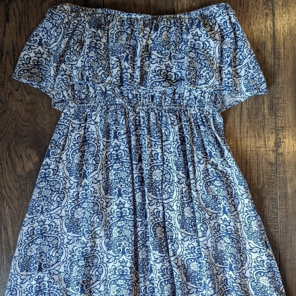 YIDARTON WOMEN'S STRAPLESS MAXI DRESS Stretchy Blue & White Floral Print Large - Picture 14 of 16